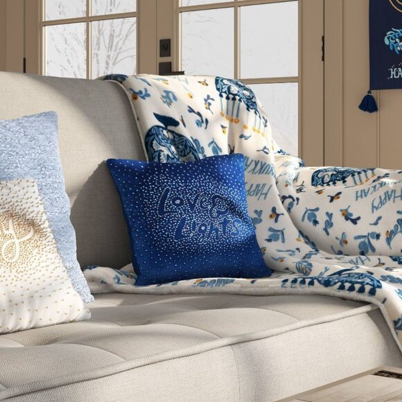 NEW! Love and Lights Beaded Square Throw Pillow Dark Blue - Threshold - 12"x12" - Picture 3 of 10